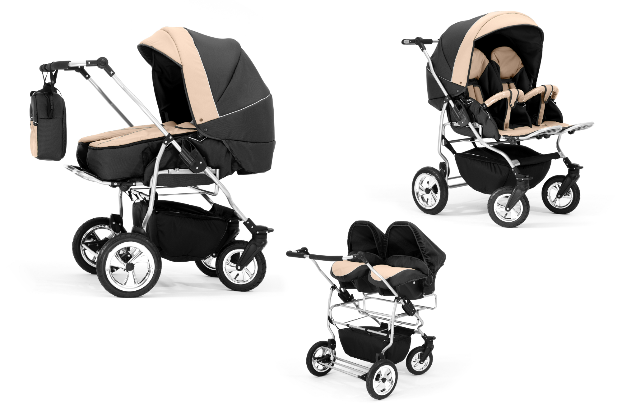 Twin Pram 3in1 Pushchair Double Buggy Twins - 68 COLORS!!! | eBay